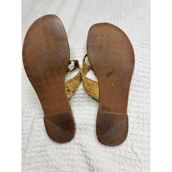 Lilly Pulitzer McKim Thong Sandals Women Size 8 Natural Cork Gold Ring Flat - Picture 4 of 7